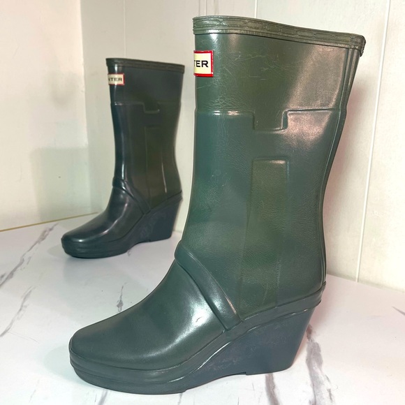 Grey Hunter Mid Calf Wedge Rain Boots Kellan USE 5 - Picture 1 of 9